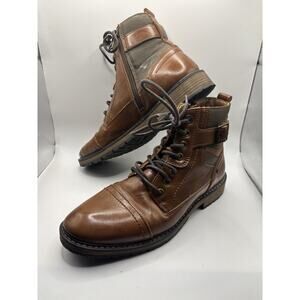 Steve Madden Ankle Boots Men's 8 Brown Zipper Lace M-Tannin Hipster Normcore